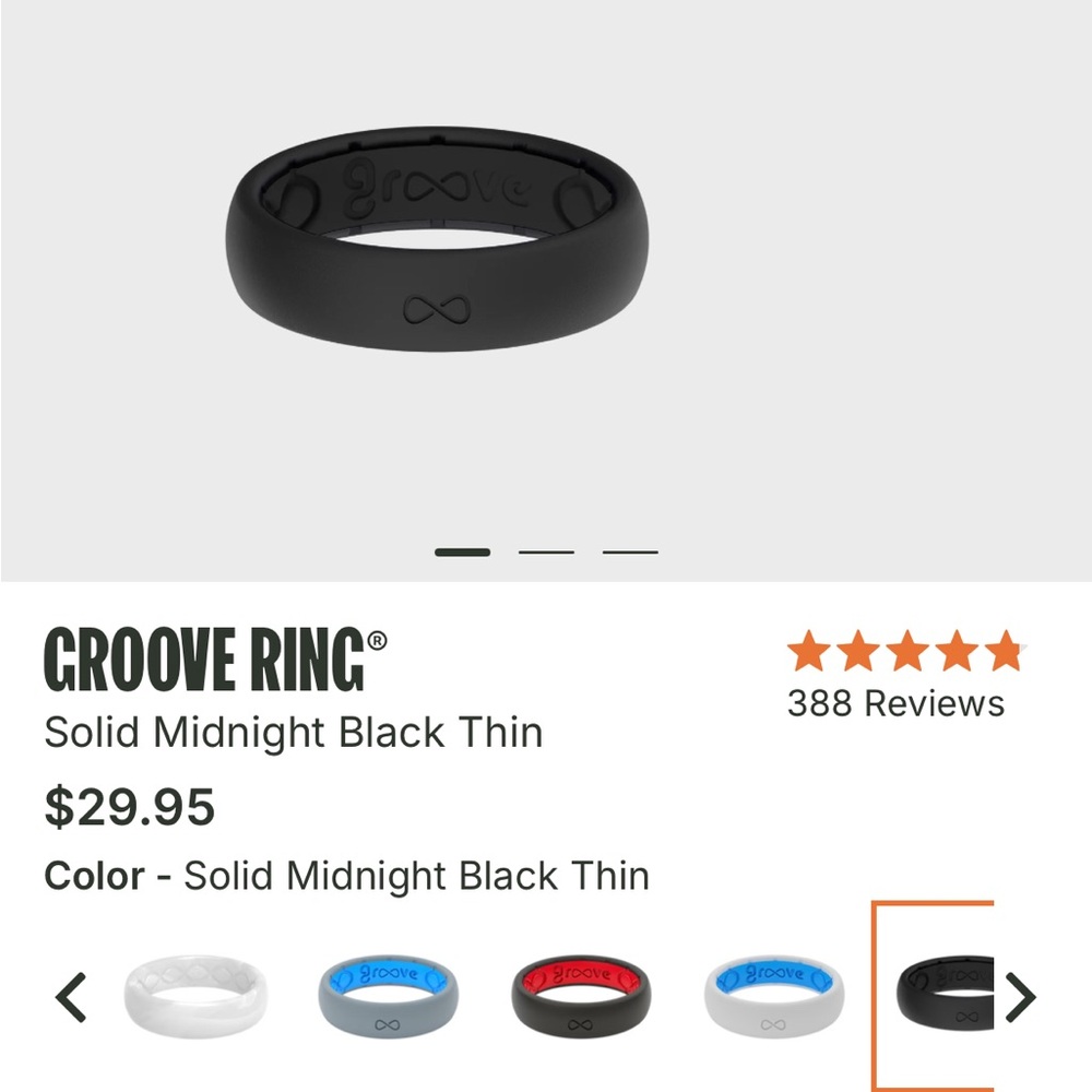 Groove Ring Solid Black Thin
